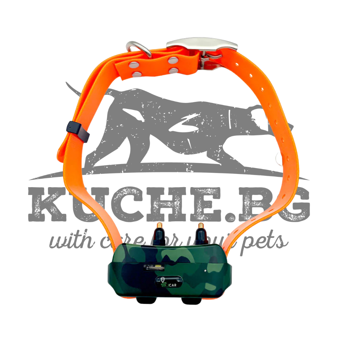 GPS тракер Icar IK122T-2000 4G с електрошок, оранжева каишка за кучета, дистанционно обучение.